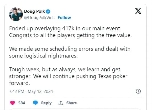 【EV 扑克】狂亏 40 万刀，Doug Polk 扑克室锦标赛主赛奖池没达到 200 万保底