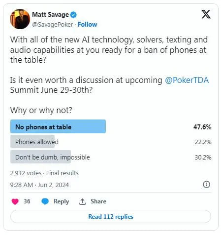 【EV扑克】话题 | 随着禁止手机的呼声越来越高，WSOP 发布了一项声明