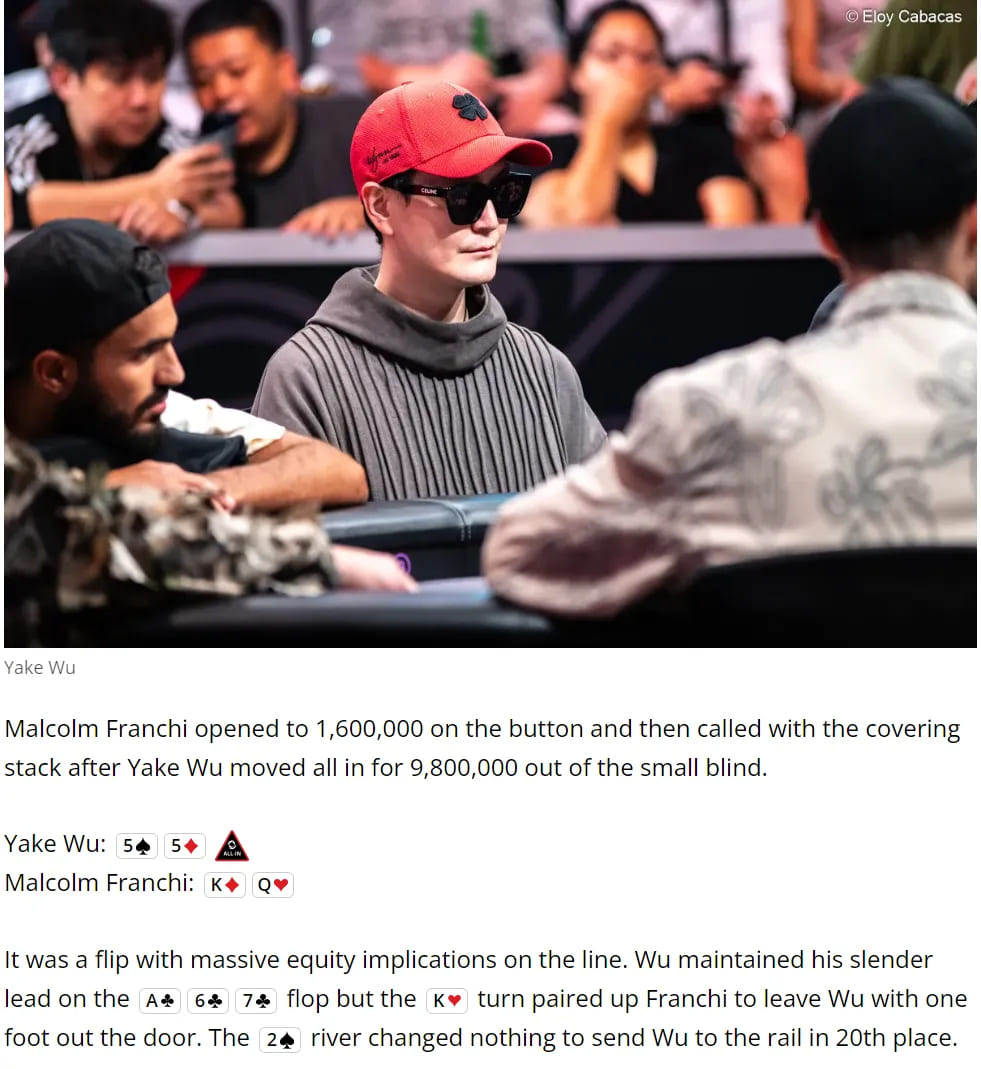 【DD扑克】2024WSOP|吴亚轲获主赛第20名 金波领衔众多华人选手晋级赛事#89 Day2