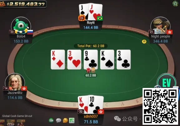 【小鱼Poker】牌局分析：Trips满池，葫芦缩水