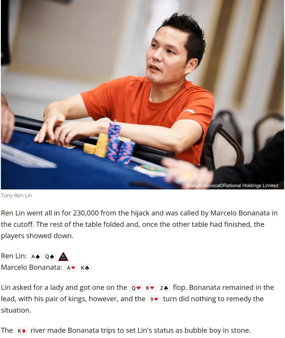 【EV撲克】EPT塞浦路斯：Marcelo Bonanata获神秘赏金赛冠军 Tianhao Zheng深码晋级Eureka主赛事Day1c